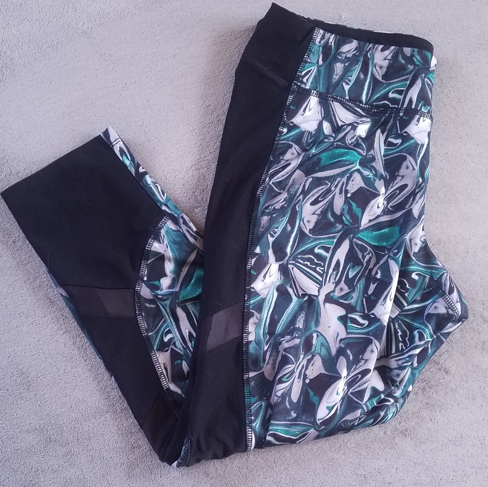 Avía Fashion Crop Legging w/Mesh Sz. M Teal/Grey